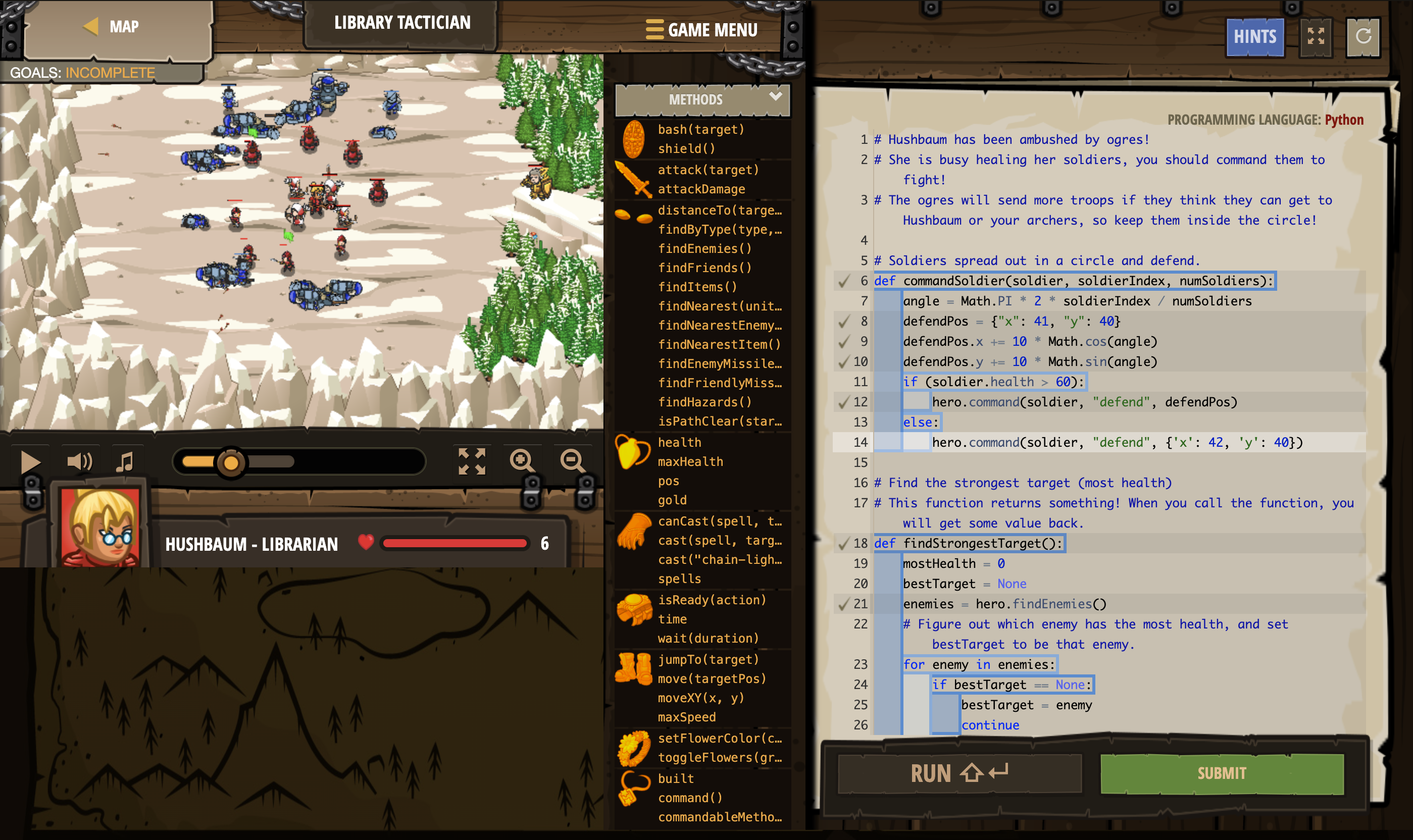 Gameplay of CodeCombat